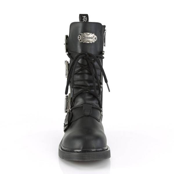 Demonia Women's Bolt-265 Mid Calf Combat Boots - Black Vegan Leather D2743-89US Clearance